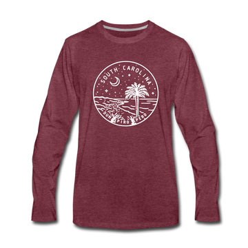 South Carolina Long Sleeve T-Shirt - State Design Unisex South Carolina Long Sleeve Shirt - heather burgundy