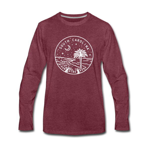 South Carolina Long Sleeve T-Shirt - State Design Unisex South Carolina Long Sleeve Shirt - heather burgundy