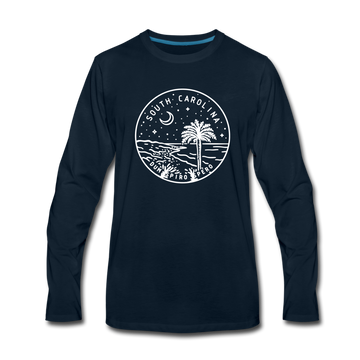 South Carolina Long Sleeve T-Shirt - State Design Unisex South Carolina Long Sleeve Shirt - deep navy