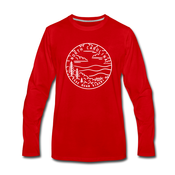 North Carolina Long Sleeve T-Shirt - State Design Unisex North Carolina Long Sleeve Shirt - red