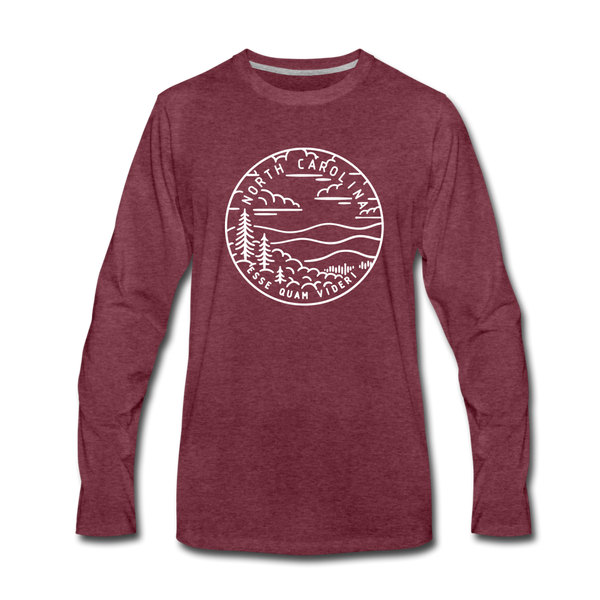 North Carolina Long Sleeve T-Shirt - State Design Unisex North Carolina Long Sleeve Shirt - heather burgundy