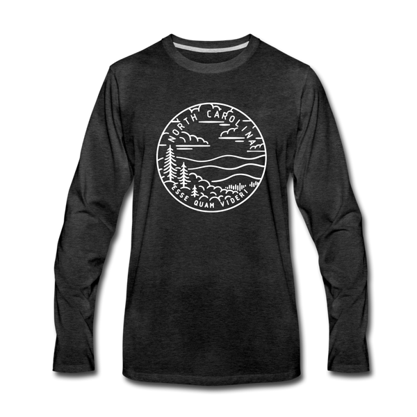 North Carolina Long Sleeve T-Shirt - State Design Unisex North Carolina Long Sleeve Shirt - charcoal gray