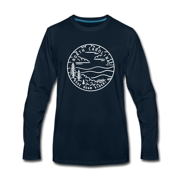 North Carolina Long Sleeve T-Shirt - State Design Unisex North Carolina Long Sleeve Shirt - deep navy
