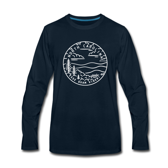 North Carolina Long Sleeve T-Shirt - State Design Unisex North Carolina Long Sleeve Shirt - deep navy