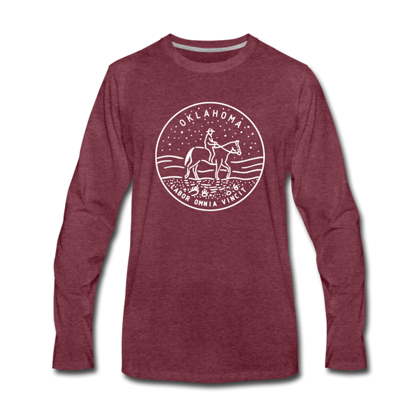 Oklahoma Long Sleeve T-Shirt - State Design Unisex Oklahoma Long Sleeve Shirt - heather burgundy