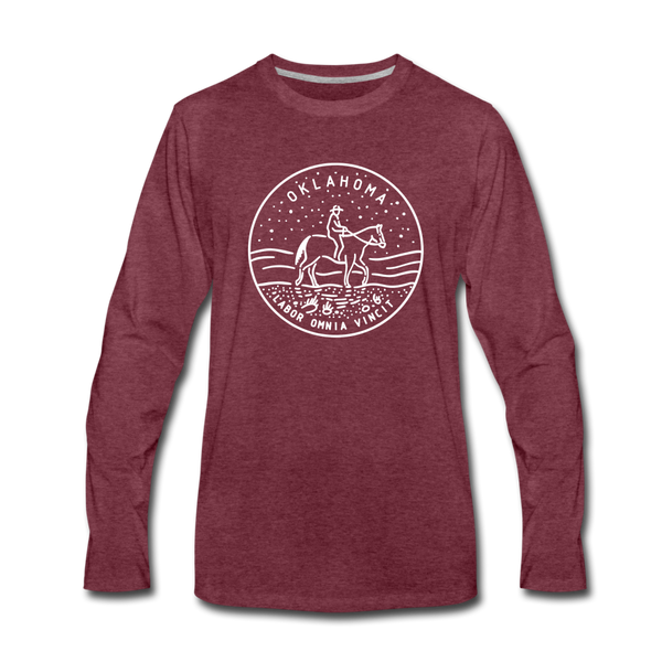 Oklahoma Long Sleeve T-Shirt - State Design Unisex Oklahoma Long Sleeve Shirt - heather burgundy