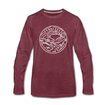 Tennessee Long Sleeve T-Shirt - State Design Unisex Tennessee Long Sleeve Shirt - heather burgundy