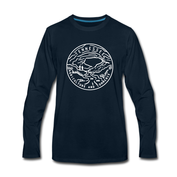 Tennessee Long Sleeve T-Shirt - State Design Unisex Tennessee Long Sleeve Shirt - deep navy