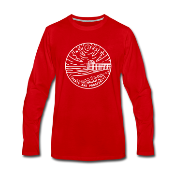 New Jersey Long Sleeve T-Shirt - State Design Unisex New Jersey Long Sleeve Shirt - red