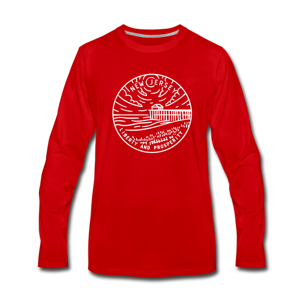 New Jersey Long Sleeve T-Shirt - State Design Unisex New Jersey Long Sleeve Shirt - red