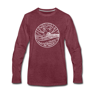 New Jersey Long Sleeve T-Shirt - State Design Unisex New Jersey Long Sleeve Shirt - heather burgundy