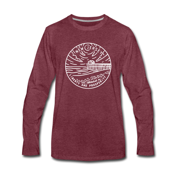 New Jersey Long Sleeve T-Shirt - State Design Unisex New Jersey Long Sleeve Shirt - heather burgundy