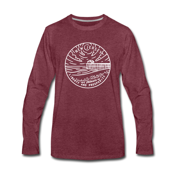New Jersey Long Sleeve T-Shirt - State Design Unisex New Jersey Long Sleeve Shirt - heather burgundy