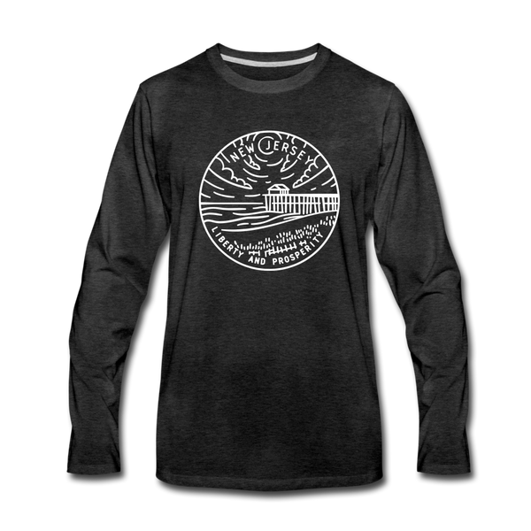 New Jersey Long Sleeve T-Shirt - State Design Unisex New Jersey Long Sleeve Shirt - charcoal gray