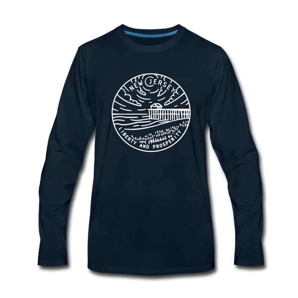 New Jersey Long Sleeve T-Shirt - State Design Unisex New Jersey Long Sleeve Shirt - deep navy