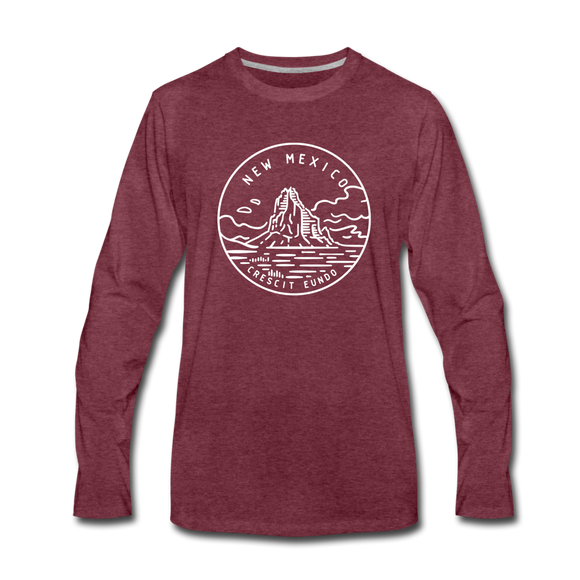 New Mexico Long Sleeve T-Shirt - State Design Unisex New Mexico Long Sleeve Shirt - heather burgundy