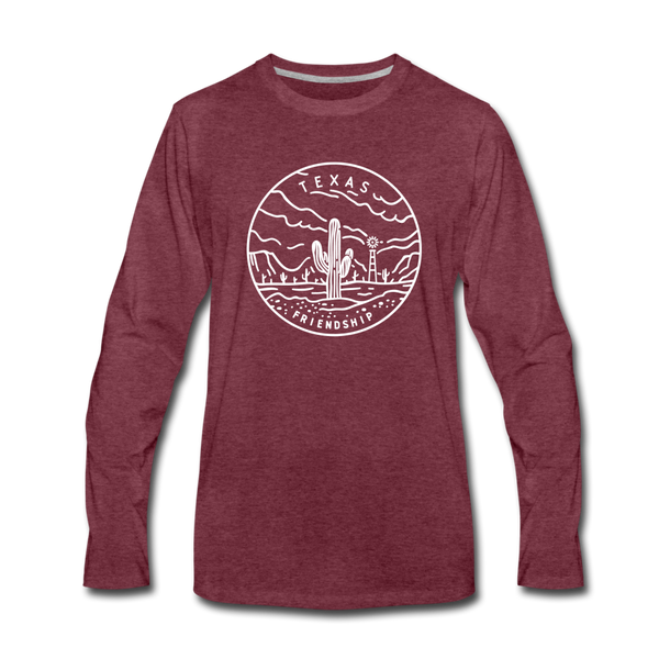Texas Long Sleeve T-Shirt - State Design Unisex Texas Long Sleeve Shirt - heather burgundy