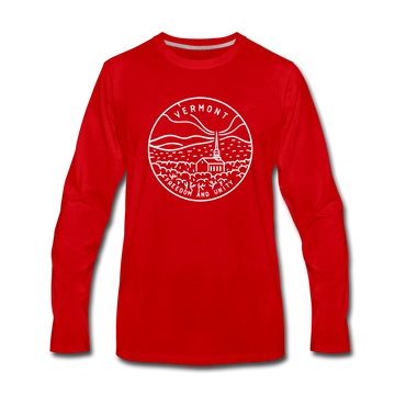 Vermont Long Sleeve T-Shirt - State Design Unisex Vermont Long Sleeve Shirt - red