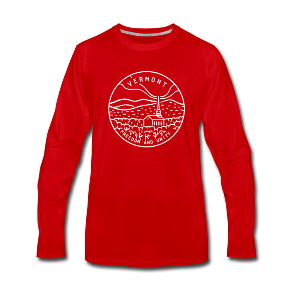 Vermont Long Sleeve T-Shirt - State Design Unisex Vermont Long Sleeve Shirt - red