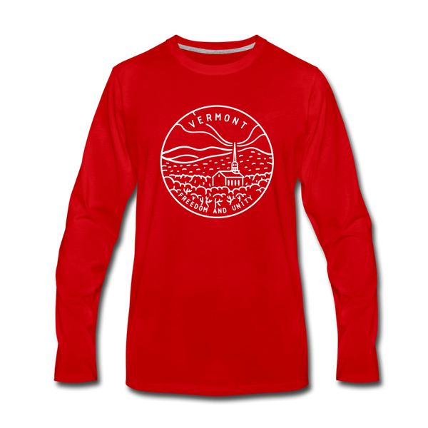 Vermont Long Sleeve T-Shirt - State Design Unisex Vermont Long Sleeve Shirt - red