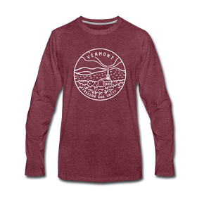 Vermont Long Sleeve T-Shirt - State Design Unisex Vermont Long Sleeve Shirt - heather burgundy