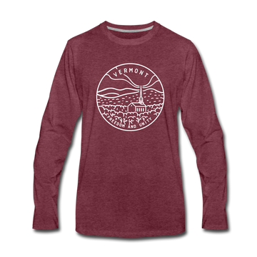 Vermont Long Sleeve T-Shirt - State Design Unisex Vermont Long Sleeve Shirt - heather burgundy
