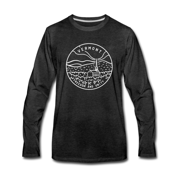 Vermont Long Sleeve T-Shirt - State Design Unisex Vermont Long Sleeve Shirt - charcoal gray