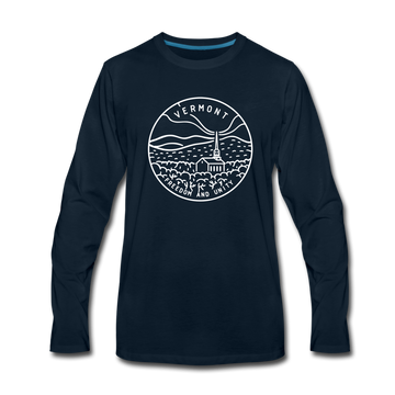 Vermont Long Sleeve T-Shirt - State Design Unisex Vermont Long Sleeve Shirt - deep navy