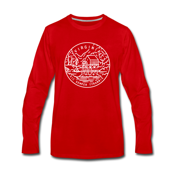 Virginia Long Sleeve T-Shirt - State Design Unisex Virginia Long Sleeve Shirt - red