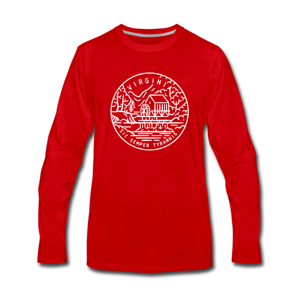 Virginia Long Sleeve T-Shirt - State Design Unisex Virginia Long Sleeve Shirt - red