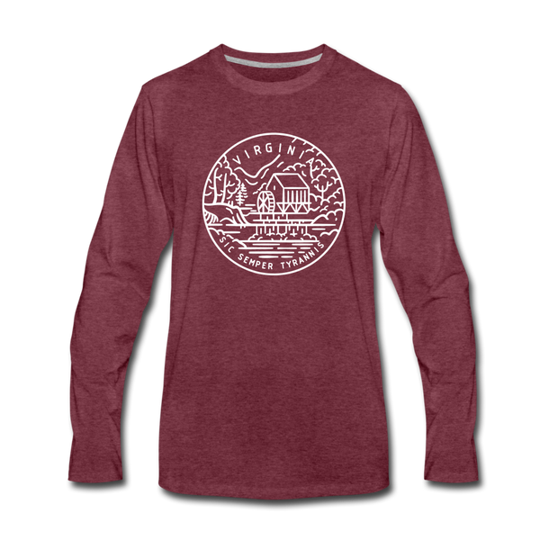Virginia Long Sleeve T-Shirt - State Design Unisex Virginia Long Sleeve Shirt - heather burgundy