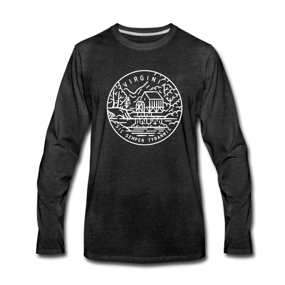 Virginia Long Sleeve T-Shirt - State Design Unisex Virginia Long Sleeve Shirt - charcoal gray