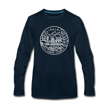Virginia Long Sleeve T-Shirt - State Design Unisex Virginia Long Sleeve Shirt - deep navy
