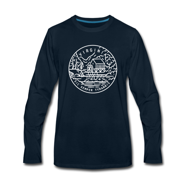 Virginia Long Sleeve T-Shirt - State Design Unisex Virginia Long Sleeve Shirt - deep navy