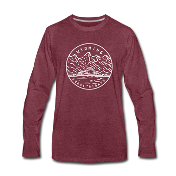 Wyoming Long Sleeve T-Shirt - State Design Unisex Wyoming Long Sleeve Shirt - heather burgundy