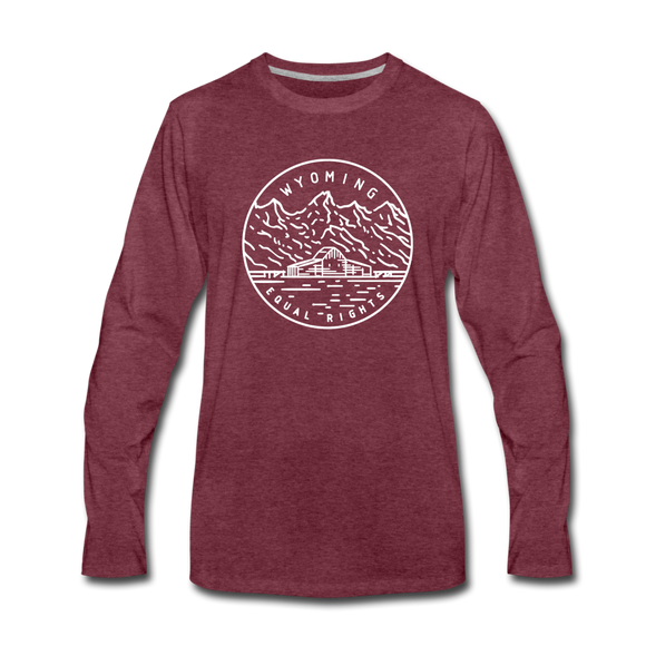 Wyoming Long Sleeve T-Shirt - State Design Unisex Wyoming Long Sleeve Shirt - heather burgundy