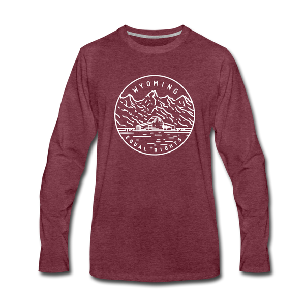 Wyoming Long Sleeve T-Shirt - State Design Unisex Wyoming Long Sleeve Shirt - heather burgundy