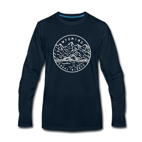 Wyoming Long Sleeve T-Shirt - State Design Unisex Wyoming Long Sleeve Shirt - deep navy