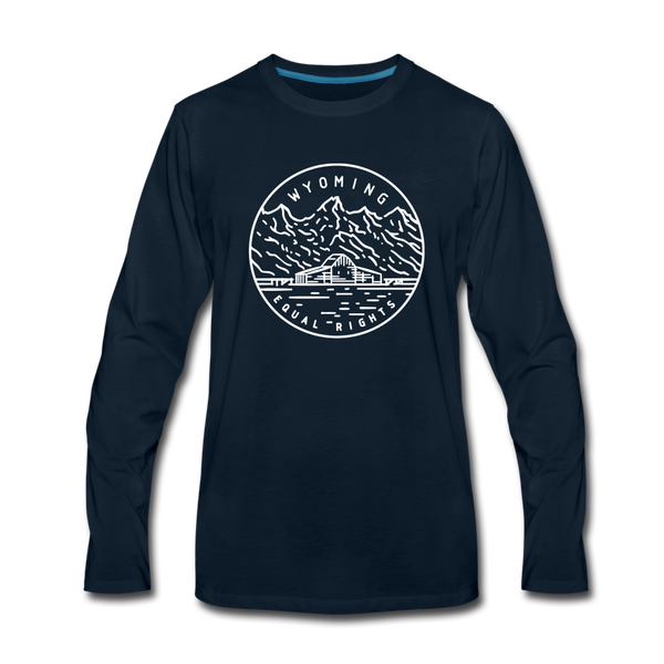 Wyoming Long Sleeve T-Shirt - State Design Unisex Wyoming Long Sleeve Shirt - deep navy