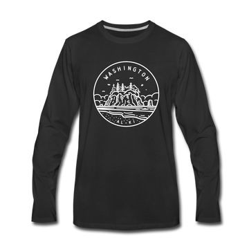 Washington Long Sleeve T-Shirt - State Design Unisex Washington Long Sleeve Shirt - black