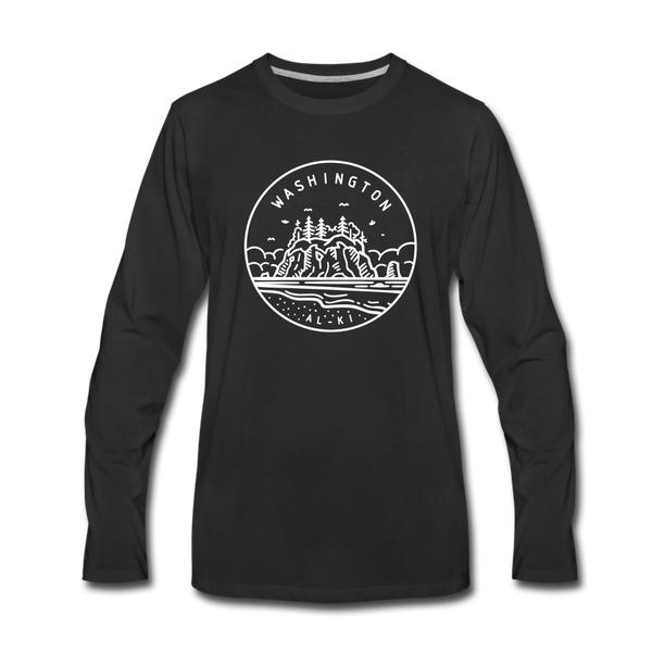 Washington Long Sleeve T-Shirt - State Design Unisex Washington Long Sleeve Shirt - black