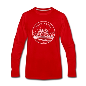 Washington Long Sleeve T-Shirt - State Design Unisex Washington Long Sleeve Shirt - red