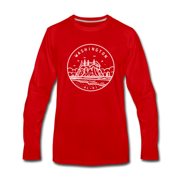 Washington Long Sleeve T-Shirt - State Design Unisex Washington Long Sleeve Shirt - red