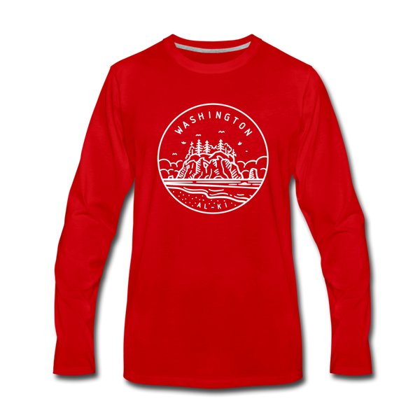 Washington Long Sleeve T-Shirt - State Design Unisex Washington Long Sleeve Shirt - red