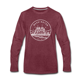 Washington Long Sleeve T-Shirt - State Design Unisex Washington Long Sleeve Shirt - heather burgundy