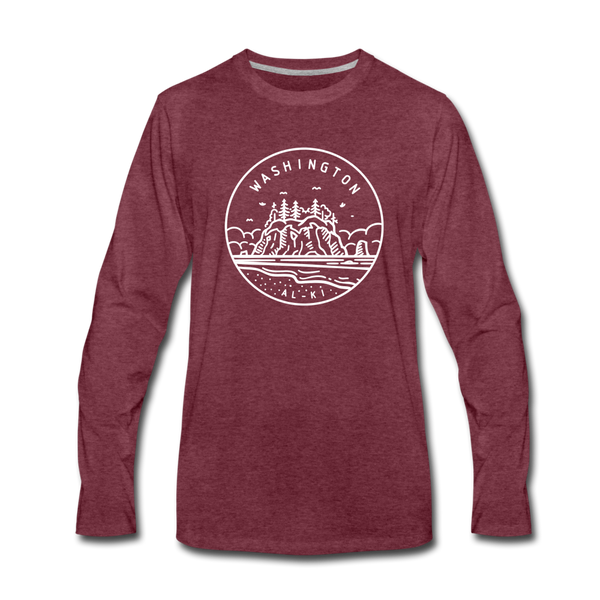 Washington Long Sleeve T-Shirt - State Design Unisex Washington Long Sleeve Shirt - heather burgundy