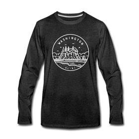 Washington Long Sleeve T-Shirt - State Design Unisex Washington Long Sleeve Shirt - charcoal gray
