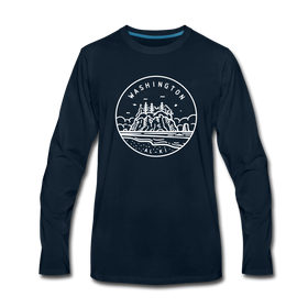 Washington Long Sleeve T-Shirt - State Design Unisex Washington Long Sleeve Shirt - deep navy