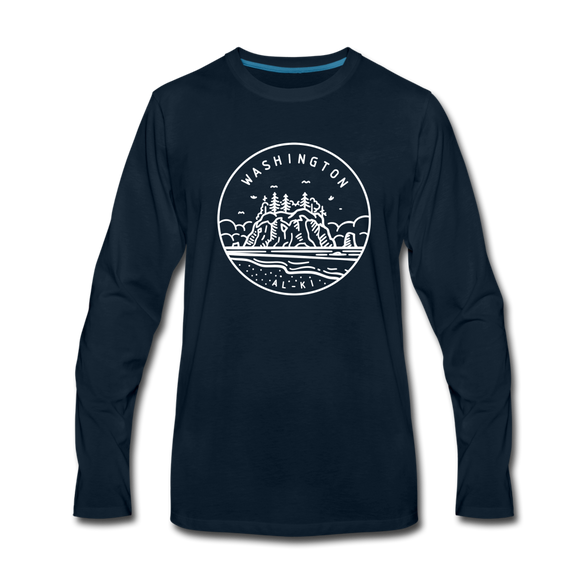 Washington Long Sleeve T-Shirt - State Design Unisex Washington Long Sleeve Shirt - deep navy