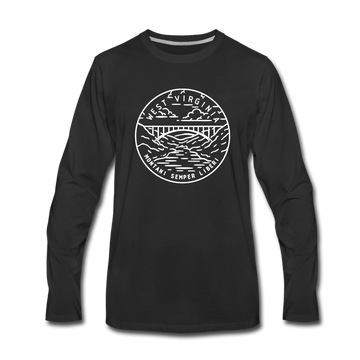 West Virginia Long Sleeve T-Shirt - State Design Unisex West Virginia Long Sleeve Shirt - black
